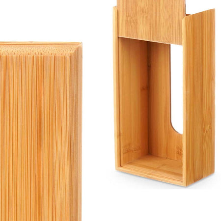 Porta Tovaglioli in Legno di Bambù Design Moderno 13x25H8 cm Naturale da Tavola