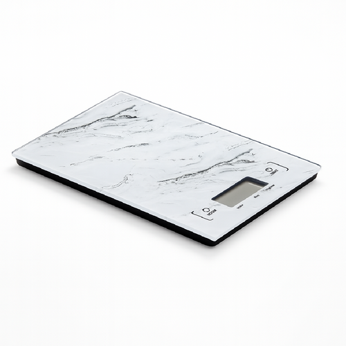Bilancia Cucina Digitale Ultra sottile Vetro Effetto Marmo 5KG 20x14cm Bianco