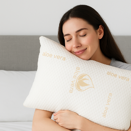 Cuscino Maxi Schiuma AloeVera Anatomico Anallergico Traspirante Borsa PVC 90x40cm