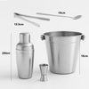 Set 5pz Preparazione Cocktail Secchiello Shaker e Accessori Acciaio Inox Kit Barman