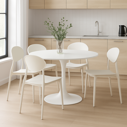 Sedia Kit 4pz in Polipropilene Schienale Sagomato Uso Interno ed Esterno Bianco