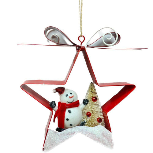 Decorazione Natalizia Albero Di Natale Appendino Pupazzo Di Neve Stella 14.5cm