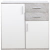Mobile Cassettiera Moderna 2 Porte 2 Cassetti Design Minimal Bianco Cemento 80cm