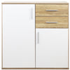 Mobile Cassettiera Moderna 2 Porte 2 Cassetti Design Minimal Bianco Quercia 80cm