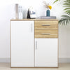 Mobile Cassettiera Moderna 2 Porte 2 Cassetti Design Minimal Bianco Quercia 80cm
