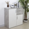 Mobile Cassettiera Moderna 2 Porte 2 Cassetti Design Minimal Bianco Cemento 80cm