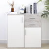 Mobile Cassettiera Moderna 2 Porte 2 Cassetti Design Minimal Bianco Cemento 80cm