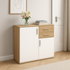 Mobile Cassettiera Moderna 2 Porte 2 Cassetti Design Minimal Bianco Quercia 80cm