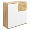 Mobile Cassettiera Moderna 2 Porte 2 Cassetti Design Minimal Bianco Quercia 80cm