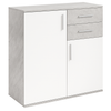Mobile Cassettiera Moderna 2 Porte 2 Cassetti Design Minimal Bianco Cemento 80cm