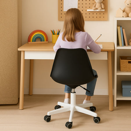 Sedia Ufficio Ergonomica Regolabile 4ruote Girevoli Design Moderno Nero