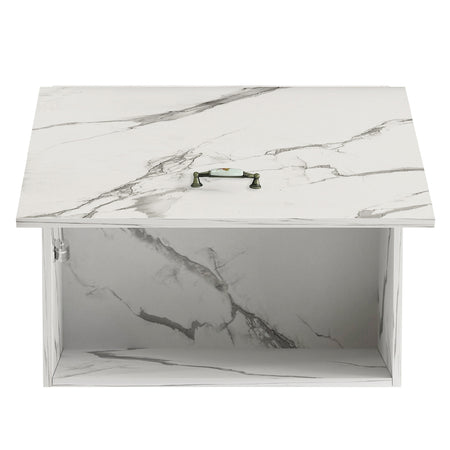 Mobile Cucina Pensile 1 Anta Componibile in Legno Colore Bianco Marmo 60x32 H49cm
