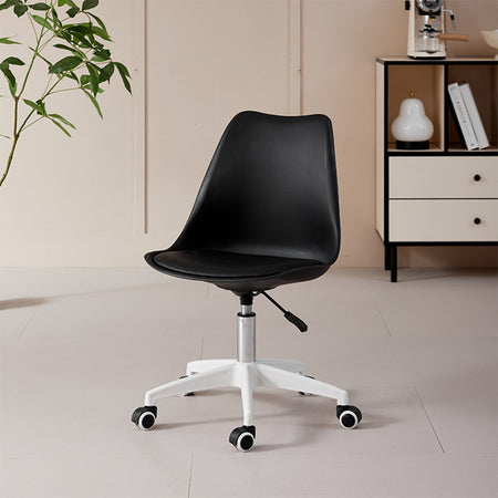 Sedia Ufficio Ergonomica Regolabile 4ruote Girevoli Design Moderno Nero