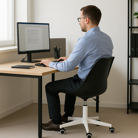 Sedia Ufficio Ergonomica Regolabile 4ruote Girevoli Design Moderno Nero