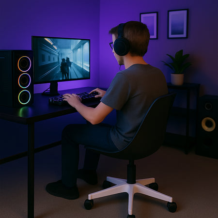 Sedia Ufficio Ergonomica Regolabile 4ruote Girevoli Design Moderno Nero