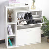 Scarpiera Doppia Profondità con Libreria 4 Ripiani Salvaspazio 80x24x90 cm Bianco