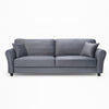 Divano 3Posti Velluto Imbottito Relax Design Moderno 212cm Struttura Legno Grigio