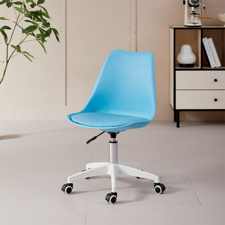 Sedia Ufficio Ergonomica Regolabile 4ruote Girevoli Design Moderno Blu