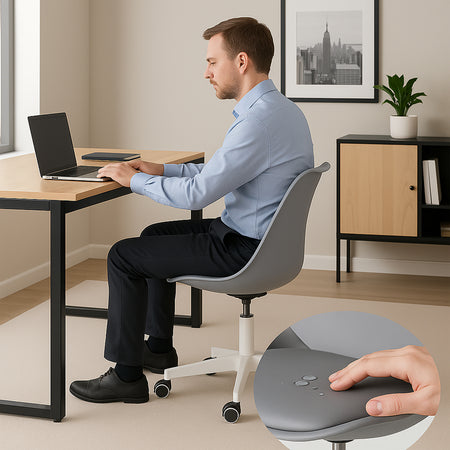 Sedia Ufficio Ergonomica Regolabile 4ruote Girevoli Design Moderno Grigio