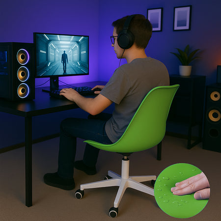 Sedia Ufficio Ergonomica Regolabile 4ruote Girevoli Design Moderno Verde