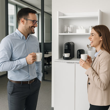 Mobile Multiuso in Legno Angolo Bar snack Ufficio Credenza con Ruote 2Ante