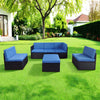 Set 4 Pezzi Salotto per Esterni Giardino in Polyrattan Anti UV con Cuscini Blu