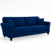 Divano 3Posti Velluto Imbottito Relax Design Moderno 212cm Struttura Legno Blu