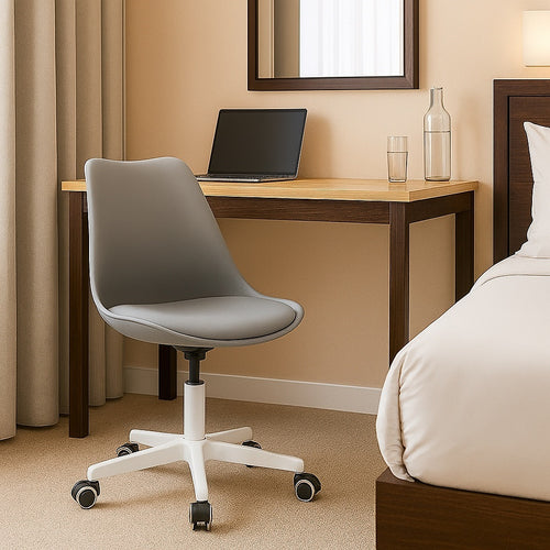 Sedia Ufficio Ergonomica Regolabile 4ruote Girevoli Design Moderno Grigio