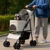 Passeggino per Cani e Gatti Carrozzina Animali Domestici Pieghevole Grigio 30Kg