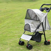 Passeggino per Cani e Gatti Carrozzina Animali Domestici Pieghevole Grigio 30Kg