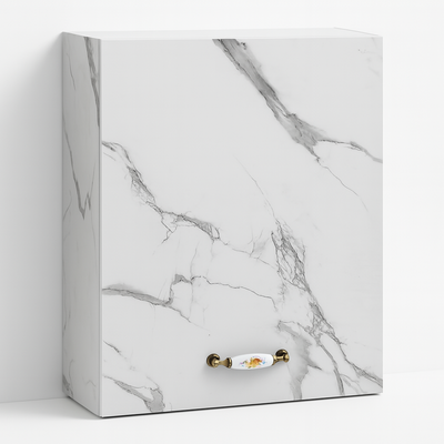 Mobile Cucina Pensile 1 Anta Componibile in Legno Colore Bianco Marmo 60x32 H72cm