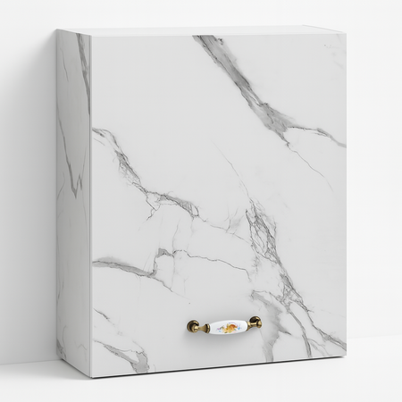 Mobile Cucina Pensile 1 Anta Componibile in Legno Colore Bianco Marmo 60x32 H72cm