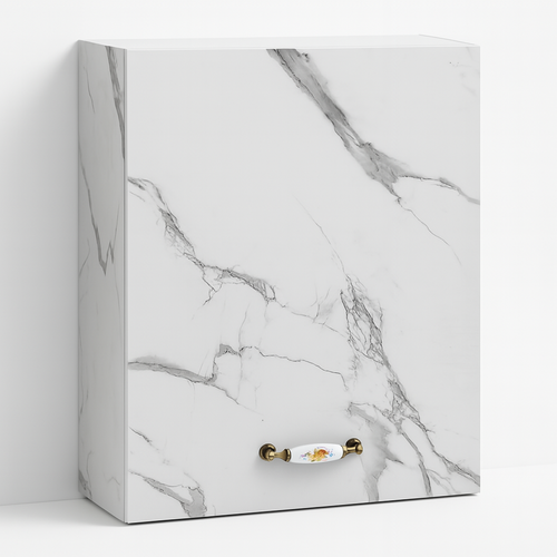 Mobile Cucina Pensile 1 Anta Componibile in Legno Colore Bianco Marmo 60x32 H72cm