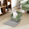 Lettiera Gatto in Metallo con Tappetino Paletta Inclusa 25LT Antiscivolo Verde
