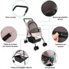 Passeggino Pieghevole per Cani e Gatti con Cappottina Max 15kg Animali Domestici Rosa