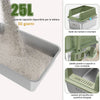 Lettiera Gatto in Metallo con Tappetino Paletta Inclusa 25LT Antiscivolo Verde