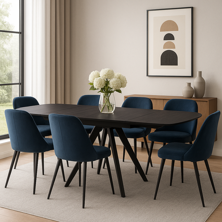 Tavolo Cucina Soggiorno Allungabile Rotante Piano Ceramica Nero 6-8 posti 140/180cm