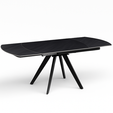 Tavolo Cucina Soggiorno Allungabile Rotante Piano Ceramica Nero 6-8 posti 140/180cm