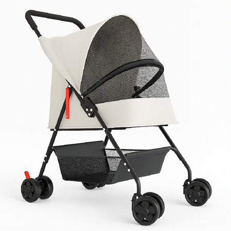 Passeggino Pieghevole per Cani e Gatti con Cappottina Max 15kg Animali Domestici Grigio