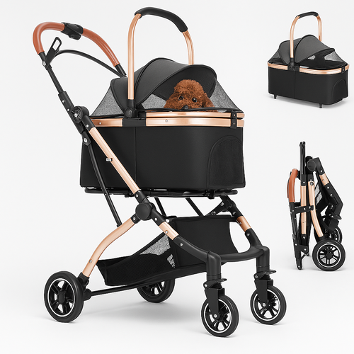 Passeggino Carrozzina 2in1 per Cani Gatti Trasportino Removibile Pieghevole 50kg