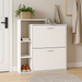 Scarpiera Doppia Profondità con Libreria 4 Ripiani Salvaspazio 80x24x90 cm Bianco