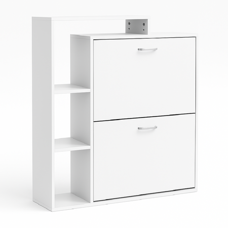 Scarpiera Doppia Profondità con Libreria 4 Ripiani Salvaspazio 80x24x90 cm Bianco