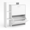 Scarpiera Doppia Profondità con Libreria 4 Ripiani Salvaspazio 80x24x90 cm Bianco