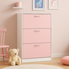 Mobile Scarpiera 3Ante Salvaspazio Doppia Profondità 63x24 H115cm Bianco Rosa