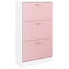 Mobile Scarpiera 3Ante Salvaspazio Doppia Profondità 63x24 H115cm Bianco Rosa