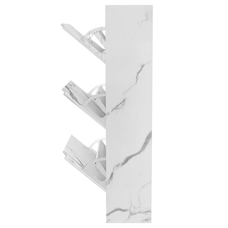 Scarpiera 3 Ante Ripiani Doppia Profondità Porta Scarpe Bianco Marmo 63x24x115cm