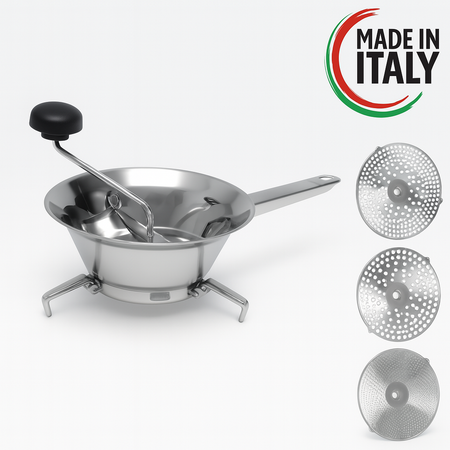 Passa Verdure Acciaio inox 18/10 3 Dischi Intercambiabili 20cm Made in italy