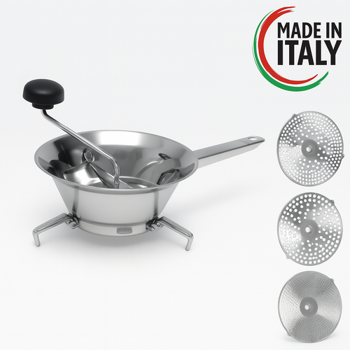 Passa Verdure Acciaio inox 18/10 3 Dischi Intercambiabili 20cm Made in italy