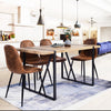 Set 4 Sedie Poltroncine Sala da Pranzo Eco Pelle Marrone Design Moderno Gambe Acciaio Nero
