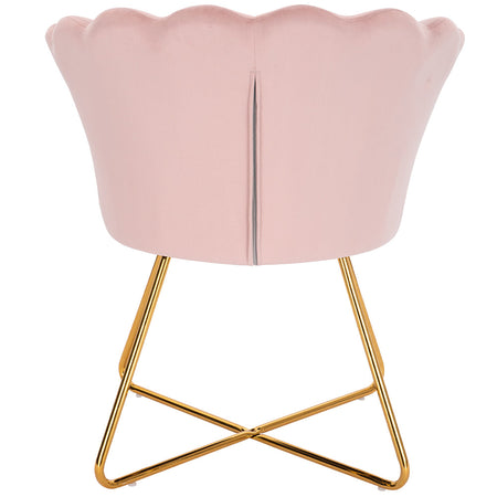 Poltrona Relax in Velluto Ergonomica con Struttura in Metallo Oro 69x64x80 cm Rosa